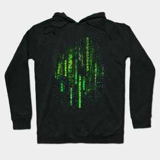 Cyberpunk Green Neon Tokyo City with Japanese Characters Hoodie